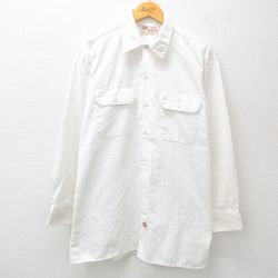 XL★古着 ディッキーズ Dickies 長袖 ワーク シャツ メンズ 00年代 00s ロング丈 白 ホワイト 25apr28 中古 トップス