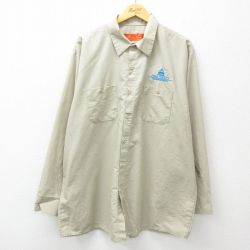 【20%OFF】XL★古着 レッドキャップ 長袖 ワーク シャツ メンズ PIMA COUNTY 大きいサイズ ロング丈 薄ベージュ カーキ 25apr28 中古 トップス