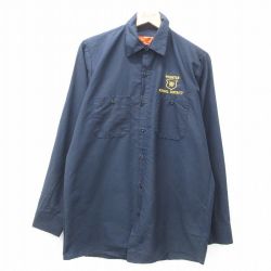 L★古着 レッドキャップ 長袖 ワーク シャツ メンズ 00年代 00s WEBSTER 紺 ネイビー 25apr28 中古 トップス