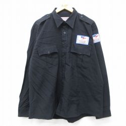 【50%OFF】XL★古着 長袖 ミリタリー シャツ メンズ 90年代 90s カジノ セキュリティ 大きいサイズ ロング丈 黒 ブラック 25may08 中古 トップス