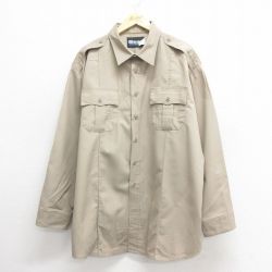 【50%OFF】XL★古着 Blauer 長袖 ワーク シャツ メンズ 大きいサイズ ロング丈 濃ベージュ カーキ 25may26 中古 トップス