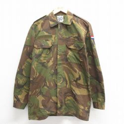 【50%OFF】L★古着 長袖 ミリタリー シャツ メンズ オランダ軍 茶他 ブラウン 迷彩 25may26 中古 トップス