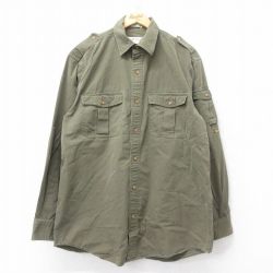 【20%OFF】XL★古着 オービス ORVIS 長袖 ワーク シャツ メンズ 00年代 00s ロンジョン コットン 濃緑 グリーン 25jun13 中古 トップス