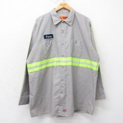 XL★古着 レッドキャップ 長袖 ワーク シャツ メンズ 00年代 00s リフレクター 大きいサイズ ロング丈 グレー他 25jun13 中古 トップス
