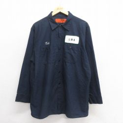 XL★古着 レッドキャップ 長袖 ワーク シャツ メンズ 90年代 90s LMA 紺 ネイビー 25jun24 中古 トップス