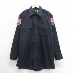 XL★古着 長袖 ワーク シャツ メンズ ミシシッピ 大きいサイズ ロング丈 黒 ブラック 25jun24 中古 トップス