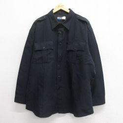 XL★古着 Blauer 長袖 ワーク シャツ メンズ 大きいサイズ ロング丈 紺 ネイビー 25jun24 中古 トップス