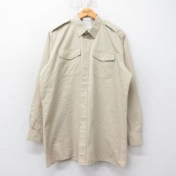 XL★古着 長袖 ワーク シャツ メンズ ベージュ カーキ 25jun28 中古 トップス