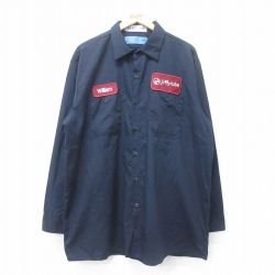 XL★古着 長袖 ワーク シャツ メンズ CiNTAS jiffylube 大きいサイズ ロング丈 紺 ネイビー 25jun28 中古 トップス