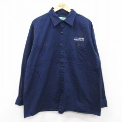 XL★古着 レッドキャップ 長袖 ワーク シャツ メンズ 00年代 00s APM 大きいサイズ 紺 ネイビー 25aug26 中古 トップス