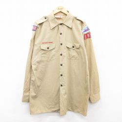 XL★古着 長袖 ボーイスカウト シャツ メンズ 90年代 90s ロング丈 USA製 ベージュ カーキ 25aug26 中古 トップス