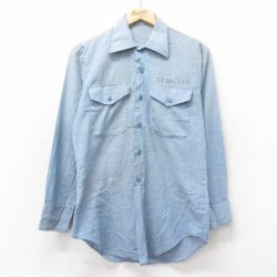 90s 長袖シャツ ステンシル ネイビー S | 古着