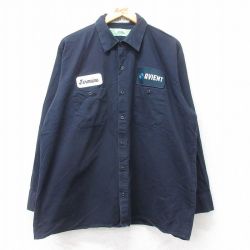 XL★古着 CiNTAS 長袖 ワーク シャツ メンズ AVIENT 大きいサイズ コットン 紺 ネイビー 25sep01 中古 トップス