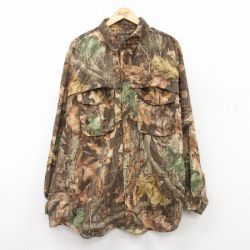 XL★古着 長袖 ハンティング シャツ メンズ 大きいサイズ ロング丈 グレー系他 迷彩 25sep18 中古 トップス