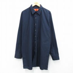 XL★古着 レッドキャップ 長袖 ワーク シャツ メンズ 大きいサイズ ロング丈 濃紺 ネイビー 25sep19 中古 トップス