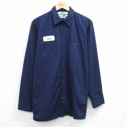 L★古着 レッドキャップ 長袖 ワーク シャツ 00年代 00s コットン 濃紺 ネイビー 25oct02 中古 メンズ トップス