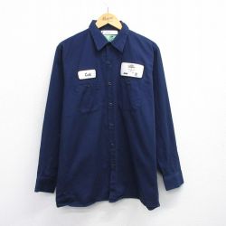 L★古着 レッドキャップ 長袖 ワーク シャツ 00年代 00s ジープ コットン 濃紺 ネイビー 25oct02 中古 メンズ トップス