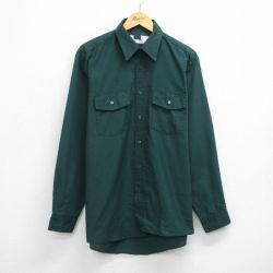 L★古着 長袖 ワーク シャツ メンズ 90年代 90s ロング丈 USA製 緑 グリーン 25oct02 中古 トップス