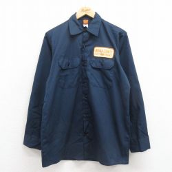 M★古着 ビッグベン BIG BEN 長袖 ワーク シャツ メンズ 90年代 90s DEKALB USA製 紺 ネイビー 25oct23 中古 トップス