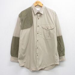 XL★古着 フィルソン 長袖 ハンティング シャツ メンズ 90年代 90s 大きいサイズ コットン USA製 ベージュ他【spe】 25nov15