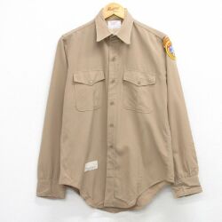 M★古着 長袖 ミリタリー シャツ メンズ 80年代 80s USMC USA製 ベージュ 25nov15