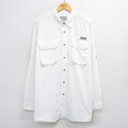 XL★古着 長袖 フィッシング シャツ メンズ 00年代 00s 大きいサイズ ロング丈 白 25dec03
