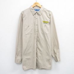 XL★古着 CiNTAS 長袖 ワーク シャツ メンズ JB HUNT ベージュ 26jan19