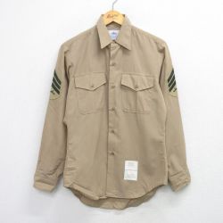 M★古着 長袖 ミリタリー シャツ メンズ 00年代 00s ベージュ 26jan19