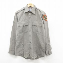 M★古着 長袖 ワーク シャツ メンズ 90年代 90s NATIONAL USA製 グレー 26jan19