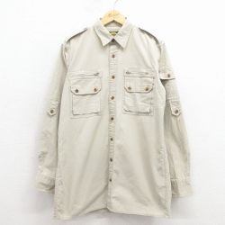L★古着 カベラス 長袖 ワーク シャツ メンズ ロング丈 コットン ベージュ 26jan31