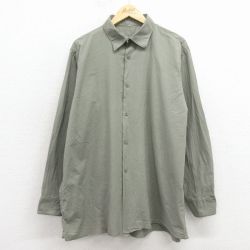 XL★古着 長袖 ミリタリー シャツ メンズ ロング丈 緑 26jan31