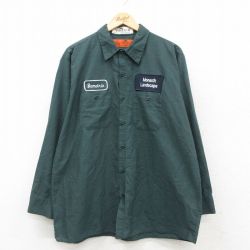 XL★古着 レッドキャップ 長袖 ワーク シャツ メンズ 00年代 00s Monarch 緑 26feb17