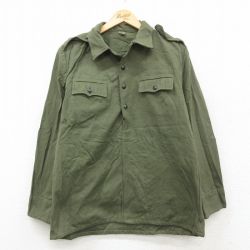 L★古着 長袖 ミリタリー シャツ メンズ ブルガリア軍 緑 26feb17