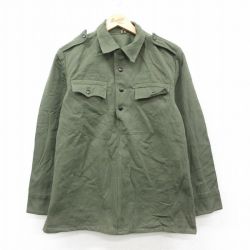 L★古着 長袖 ミリタリー シャツ メンズ ブルガリア軍 緑 26feb17