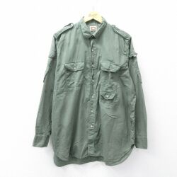 XL★古着 バナナリパブリック 長袖 ブランド ワーク シャツ メンズ 80年代 80s コットン 緑系【spe】 26feb24