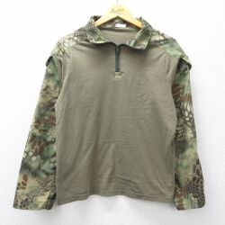 【20%OFF】長袖ハーフジップミリタリーシャツ グリーン M | 古着