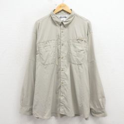 XL★古着 コロンビア 長袖 フィッシング シャツ メンズ 00年代 00s リップストップ 大きいサイズ 薄ベージュ【spe】 26mar11