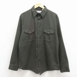 L★古着 ビッグヤンク 長袖 ワーク シャツ メンズ 80年代 80s 濃緑 26mar18