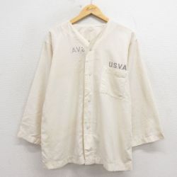 L★古着 長袖 ワーク シャツ メンズ 80年代 80s USVA 生成り【spe】 26mar18