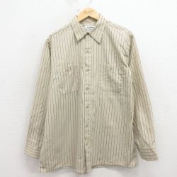 【20%OFF】Wear Guard 90s 長袖ワークシャツ ストライプ ベージュ XL | 古着