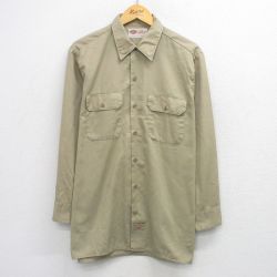 XL★古着 ディッキーズ 長袖 ワーク シャツ メンズ 00年代 00s ベージュ 26mar27