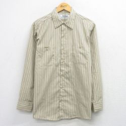 XL★古着 Wear Guard 長袖 ワーク シャツ メンズ 90年代 90s USA製 ベージュ他 ストライプ 26mar27