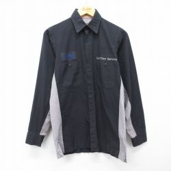 S★古着 レッドキャップ 長袖 ワーク シャツ メンズ 00年代 00s Certified リップストップ ツートンカラー 黒他 26apr02