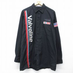XL★古着 CINTAS 長袖 ワーク シャツ メンズ Valvoline ロング丈 黒 26apr02