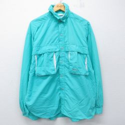 長袖フィッシングシャツ 魚 ライトブルー XL | 古着