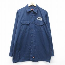 XL★古着 レッドキャップ 長袖 ワーク シャツ メンズ 00年代 00s AMPHI THEATER ロング丈 紺 26apr02
