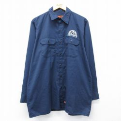 XL★古着 レッドキャップ 長袖 ワーク シャツ メンズ 00年代 00s AMPHI THEATER ロング丈 紺 26apr02