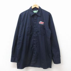 XL★古着 レッドキャップ 長袖 ワーク シャツ メンズ 00年代 00s エンジニアリング ロング丈 紺 26apr04