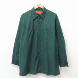 XL★古着 レッドキャップ 長袖 ワーク シャツ メンズ 90年代 90s 大きいサイズ USA製 緑 26apr04