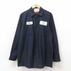 XL★古着 レッドキャップ 長袖 ワーク シャツ メンズ 00年代 00s CSP 紺 26apr04